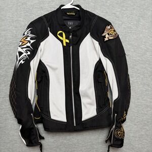 Y2K Get Stung Exo Motorcycle Jacket Mesh Vented Padded Black White  Women Large‎